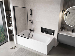 Mexen Mist 1-panel left shower screen 80 x 150 cm, black frame, black - 8A9-080-001-70-70-L