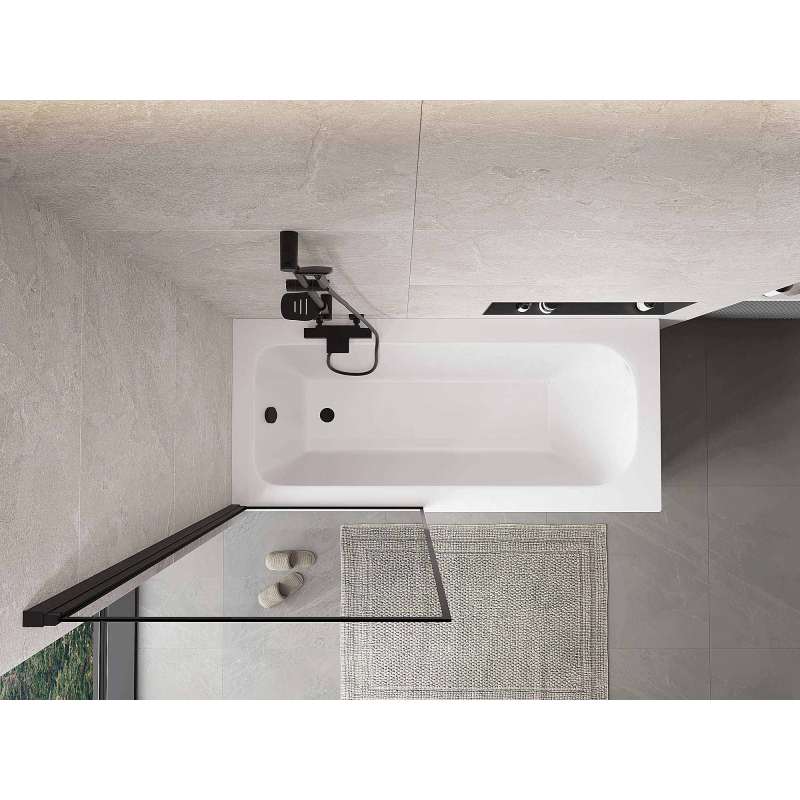 Mexen Mist 1-panel left shower screen 80 x 150 cm, black frame, black - 8A9-080-001-70-70-L