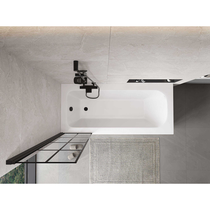 Mexen Mist 1-wing left bathtub screen 50 x 150 cm, black grid, black - 8A9-050-001-70-77-L