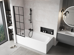 Mexen Mist 1-wing left shower screen 60 x 150 cm, black grid, black - 8A9-060-001-70-77-L