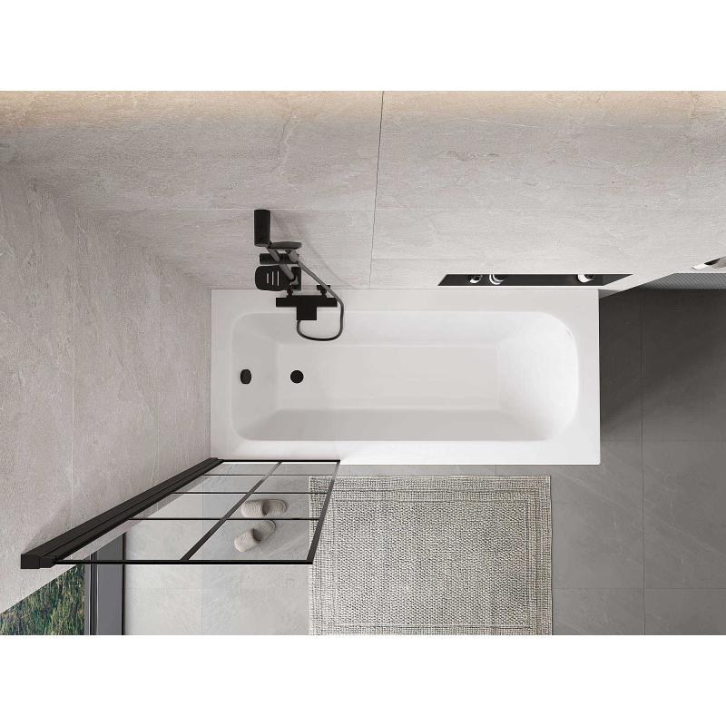 Mexen Mist 1-wing left shower screen 60 x 150 cm, black grid, black - 8A9-060-001-70-77-L