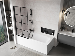 Mexen Mist 1-wing left shower screen 80 x 150 cm, black grille, black - 8A9-080-001-70-77-L