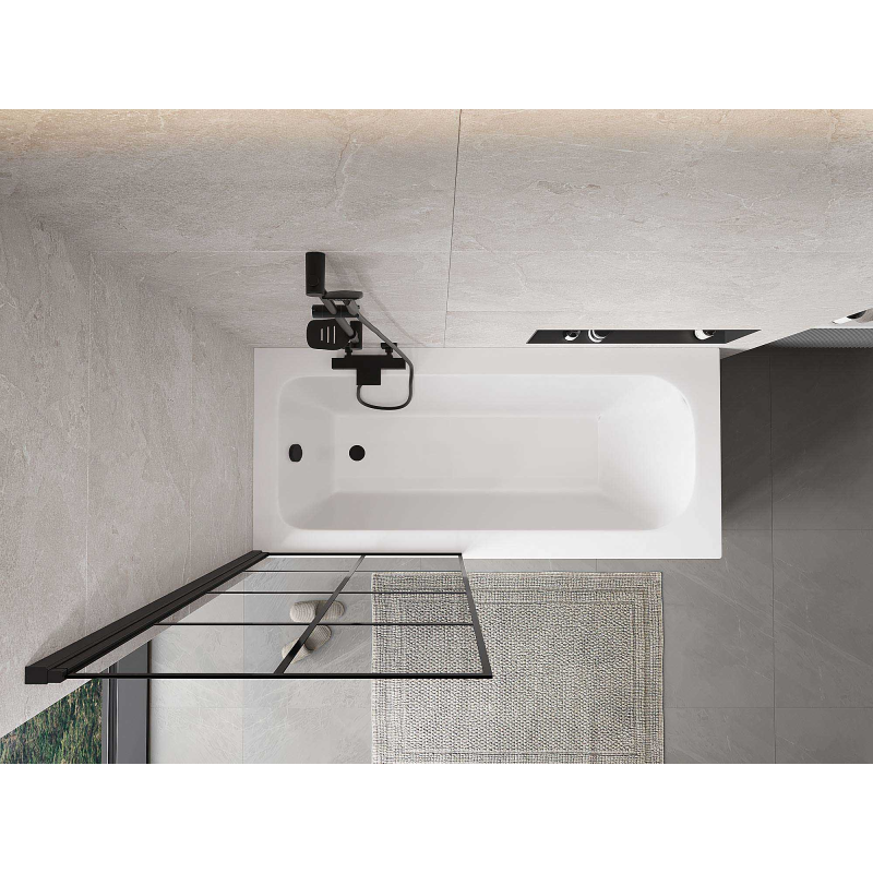 Mexen Mist 1-wing left shower screen 80 x 150 cm, black grille, black - 8A9-080-001-70-77-L