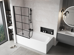 Mexen Mist shower screen 1-wing left 90 x 150 cm, black grid, black - 8A9-090-001-70-77-L