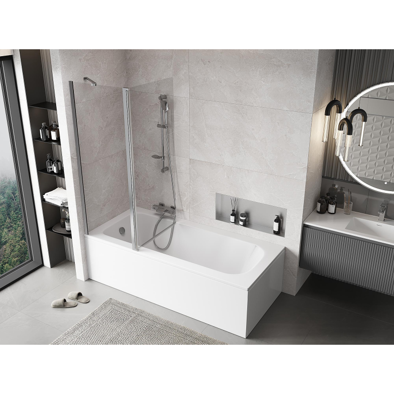 Mexen Mist 2-panel shower screen 130 x 150 cm, transparent, chrome - 8A9-130-011-01-00