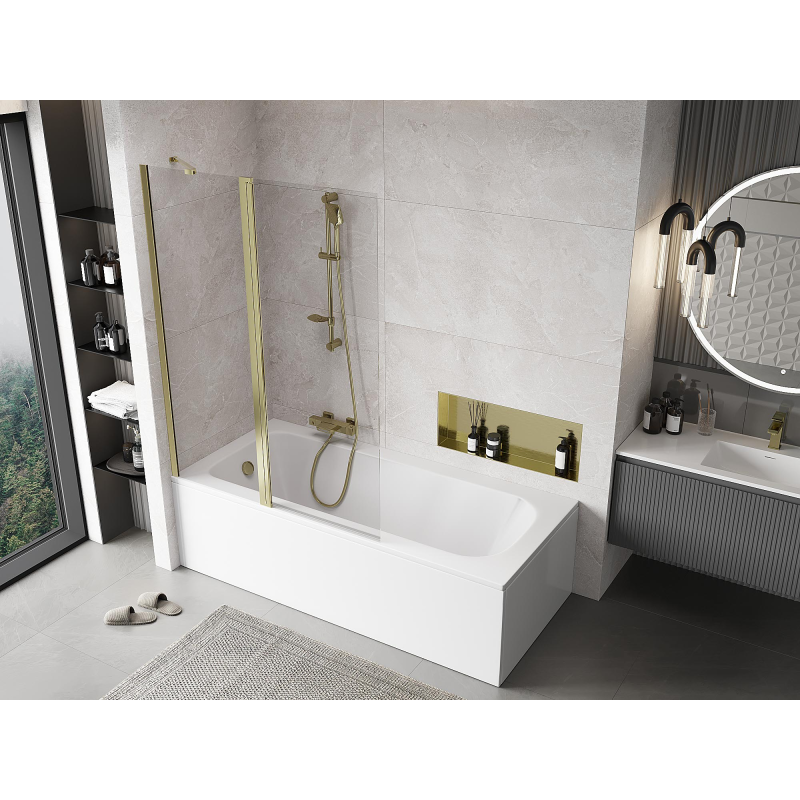 Mexen Mist 2-panel shower screen 120 x 150 cm, transparent, gold - 8A9-120-011-50-00