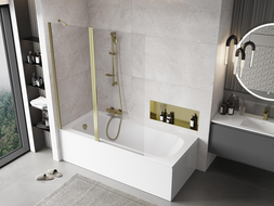 Mexen Mist 2-Panel Bath Screen 140 x 150 cm, Transparent, Gold - 8A9-140-011-50-00