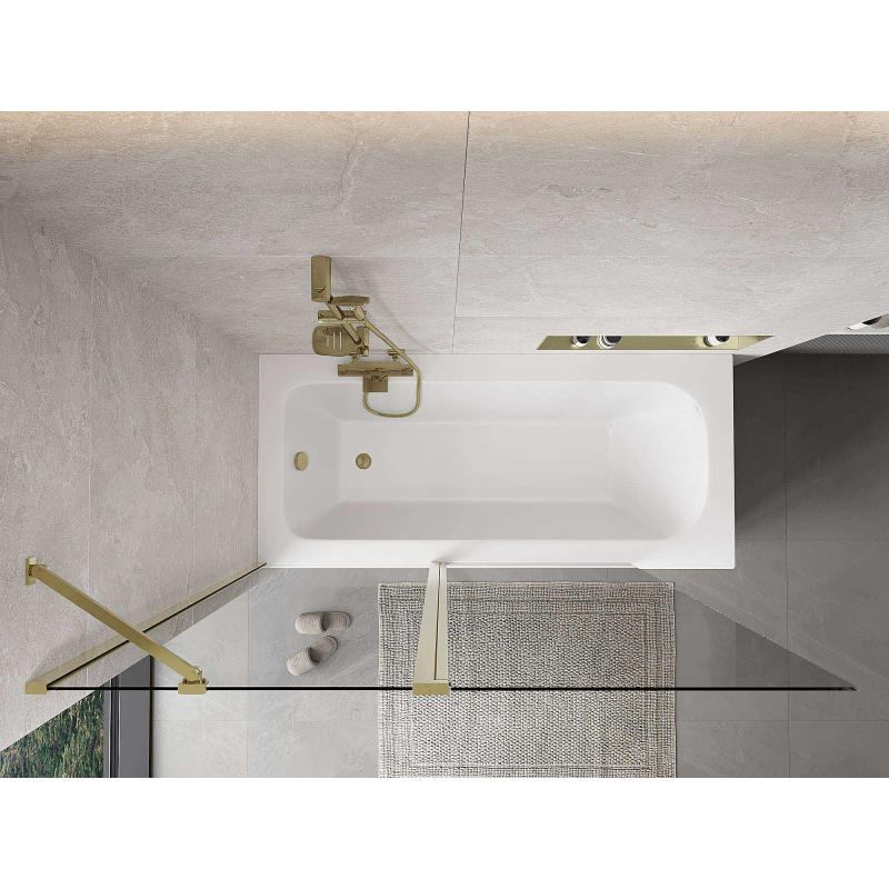 Mexen Mist 2-Panel Bath Screen 140 x 150 cm, Transparent, Gold - 8A9-140-011-50-00