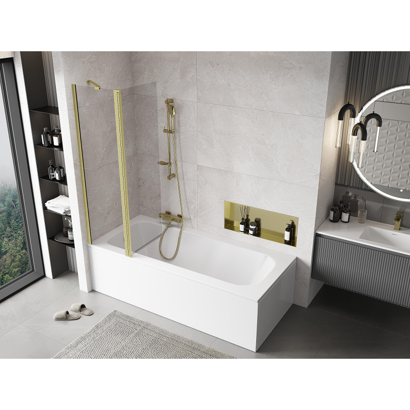 Mexen Mist 2-panel shower screen 100 x 150 cm, transparent, brushed gold - 8A9-100-011-55-00