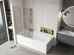 Mexen Mist 2-wing bath screen 110 x 150 cm, transparent, brushed gold - 8A9-110-011-55-00