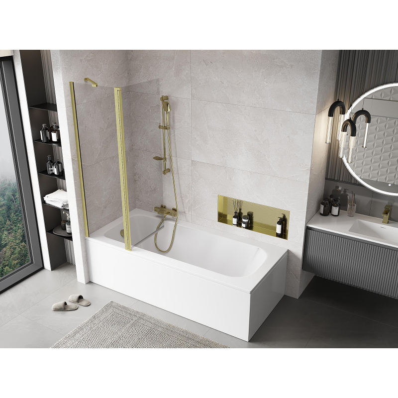 Mexen Mist 2-wing bath screen 110 x 150 cm, transparent, brushed gold - 8A9-110-011-55-00