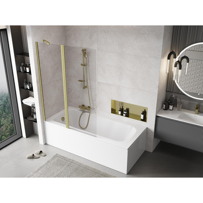Mexen Mist 2-panel shower screen 120 x 150 cm, transparent, brushed gold - 8A9-120-011-55-00