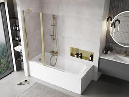 Mexen Mist 2-panel shower screen 130 x 150 cm, transparent, brushed gold - 8A9-130-011-55-00