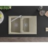 Mexen Gaspar granite sink 1.5-bowl with drainer and Duero kitchen tap, beige - 6507-69-671600-00