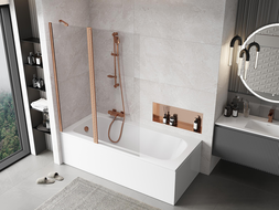 Mexen Mist 2-wing shower screen 130 x 150 cm, transparent, brushed copper - 8A9-130-011-65-00