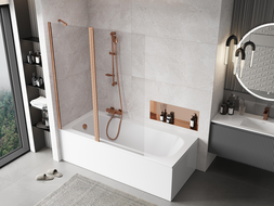 Mexen Mist 2-wing shower screen 140 x 150 cm, transparent, brushed copper - 8A9-140-011-65-00