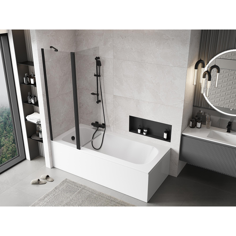 Mexen Mist shower screen 2-winged 120 x 150 cm, transparent, black - 8A9-120-011-70-00