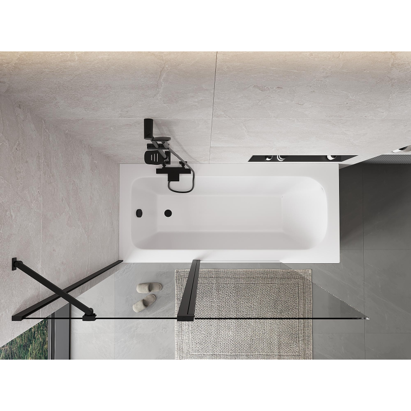 Mexen Mist 2-panel shower screen 130 x 150 cm, transparent, black - 8A9-130-011-70-00