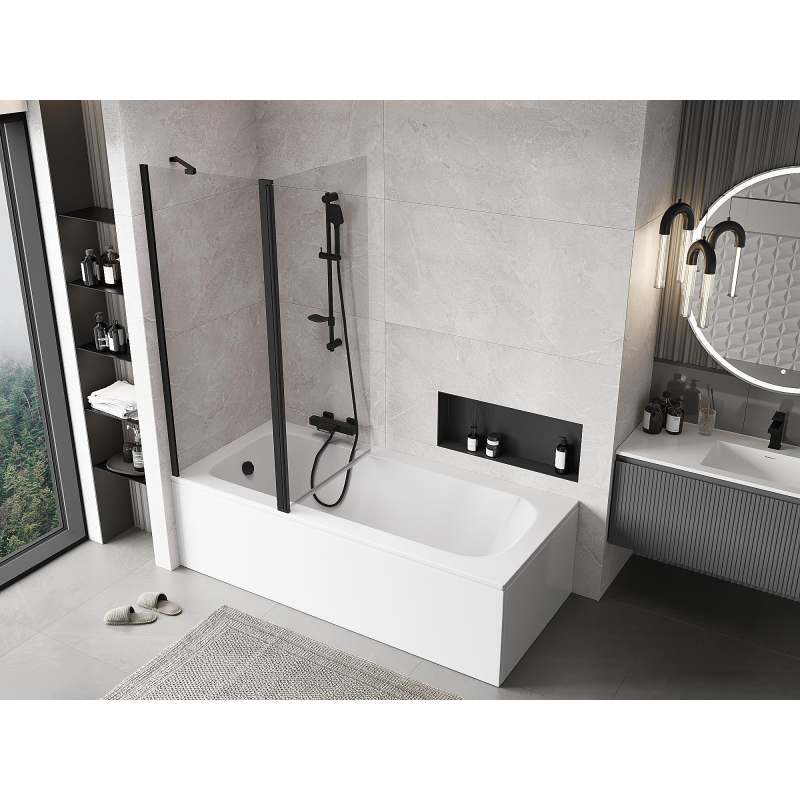 Mexen Mist 2-panel shower screen 140 x 150 cm, transparent, black - 8A9-140-011-70-00