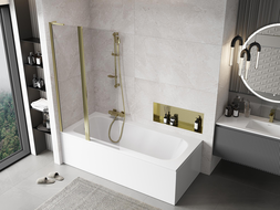 Mexen Mist L bath screen 2-winged 100 x 150 cm, transparent, gold - 8A9L-100-011-50-00
