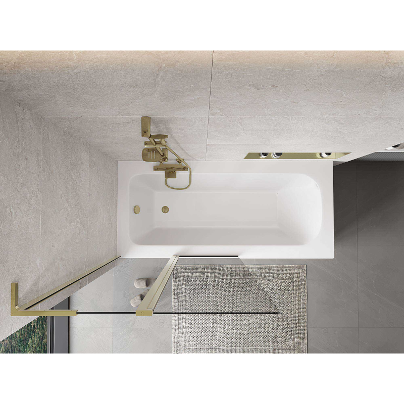 Mexen Mist L bath screen 2-winged 100 x 150 cm, transparent, gold - 8A9L-100-011-50-00