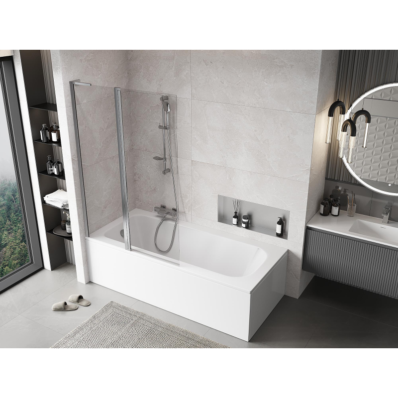 Mexen Mist L Bath Screen 2-panel 110 x 150 cm, transparent, chrome - 8A9L-110-011-01-00