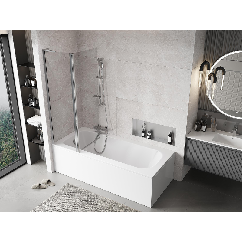 Mexen Mist L Bath Screen 2-panel 110 x 150 cm, transparent, chrome - 8A9L-110-011-01-00