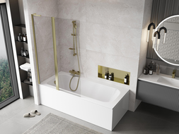 Mexen Mist L bath screen 2-wing 110 x 150 cm, transparent, gold - 8A9L-110-011-50-00
