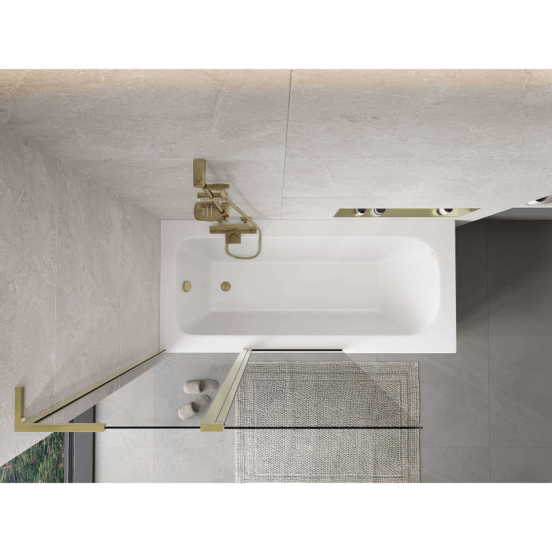 Mexen Mist L bath screen 2-wing 110 x 150 cm, transparent, gold - 8A9L-110-011-50-00