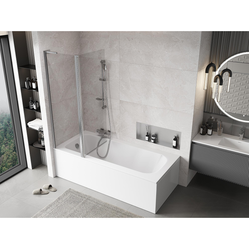 Mexen Mist L bath screen 2-wing 120 x 150 cm, transparent, chrome - 8A9L-120-011-01-00