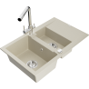 Mexen Gaspar granite sink 1.5-bowl with drainer and Duero kitchen tap, beige - 6507-69-671600-00