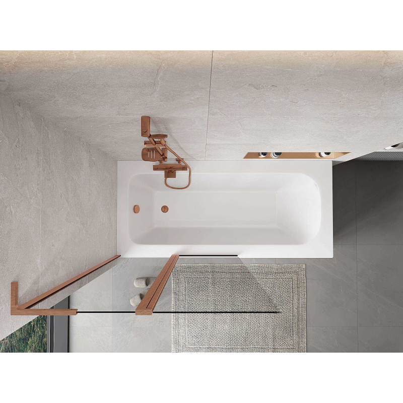 Mexen Mist L 2-wing bath screen 100 x 150 cm, transparent, brushed copper - 8A9L-100-011-65-00