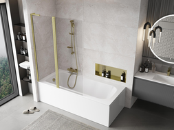 Mexen Mist L 2-Wing Bath Screen 120 x 150 cm, Transparent, Brushed Gold - 8A9L-120-011-55-00