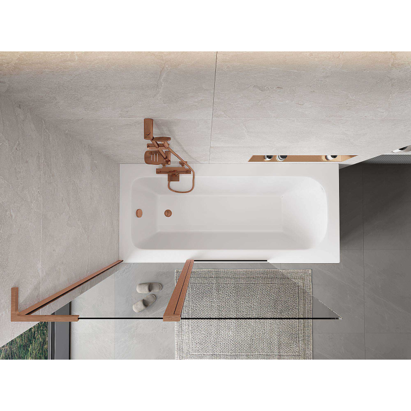 Mexen Mist L 2-panel bath screen 120 x 150 cm, transparent, brushed copper - 8A9L-120-011-65-00