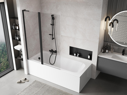Mexen Mist L Bath Screen 2-Wing 110 x 150 cm, Transparent, Black - 8A9L-120-011-70-00