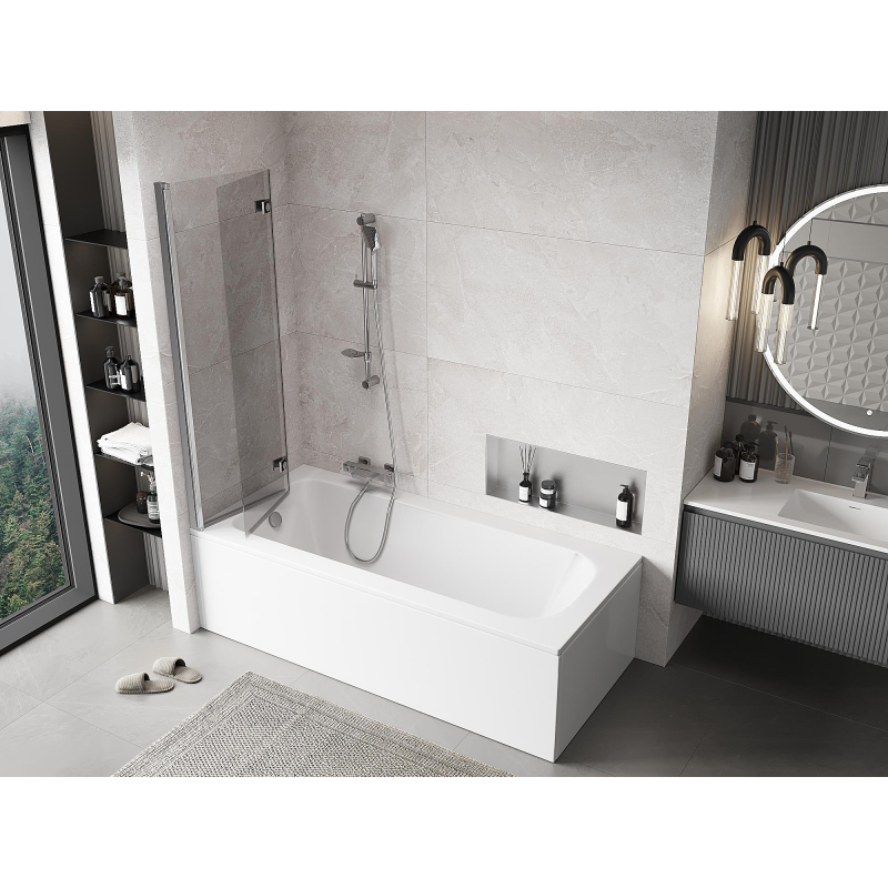 Mexen Mist 2-panel left bath screen 100 x 150 cm, transparent, chrome - 8A9-100-002-01-00-L