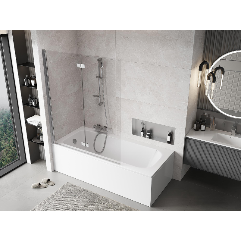 Mexen Mist 2-panel Left Shower Screen 130 x 150 cm, transparent, chrome - 8A9-130-002-01-00-L