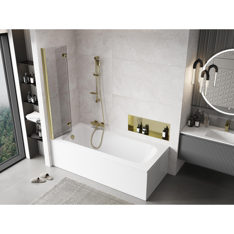 Mexen Mist 2-panel left shower screen 80 x 150 cm, transparent, gold - 8A9-080-002-50-00-L