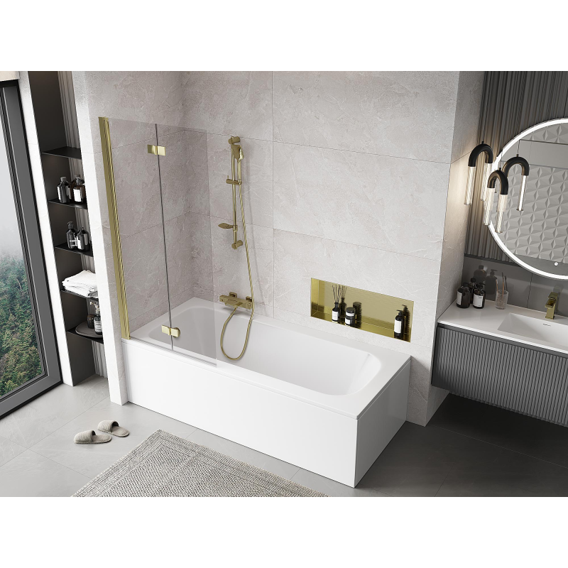 Mexen Mist 2-panel left shower screen 80 x 150 cm, transparent, gold - 8A9-080-002-50-00-L