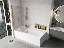 Mexen Mist 2-panel left shower screen 80 x 150 cm, transparent, gold - 8A9-080-002-50-00-L