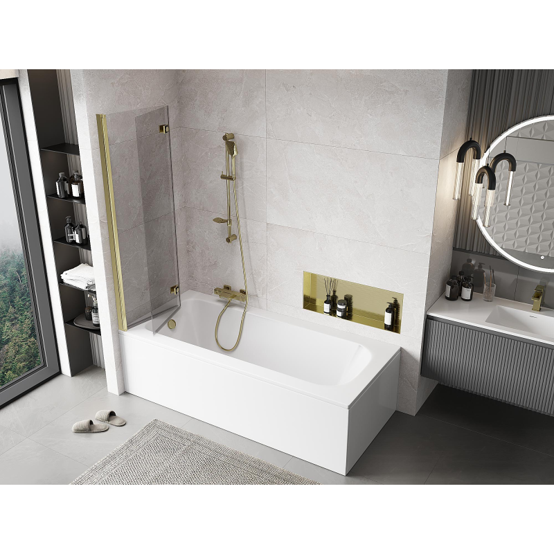 Mexen Mist 2-panel left shower screen 100 x 150 cm, transparent, gold - 8A9-100-002-50-00-L