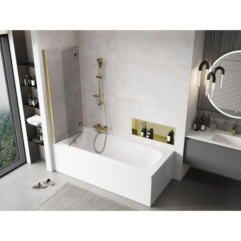 Mexen Mist 2-wing left shower partition 120 x 150 cm, transparent, gold - 8A9-120-002-50-00-L
