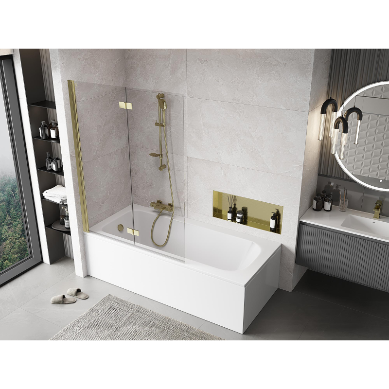 Mexen Mist 2-wing left shower partition 120 x 150 cm, transparent, gold - 8A9-120-002-50-00-L