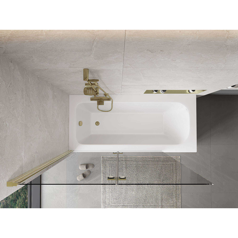 Mexen Mist shower screen 2-wing left 130 x 150 cm, transparent, gold - 8A9-130-002-50-00-L