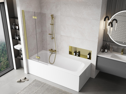 Mexen Mist 2-panel left shower screen 80 x 150 cm, transparent, brushed gold - 8A9-080-002-55-00-L