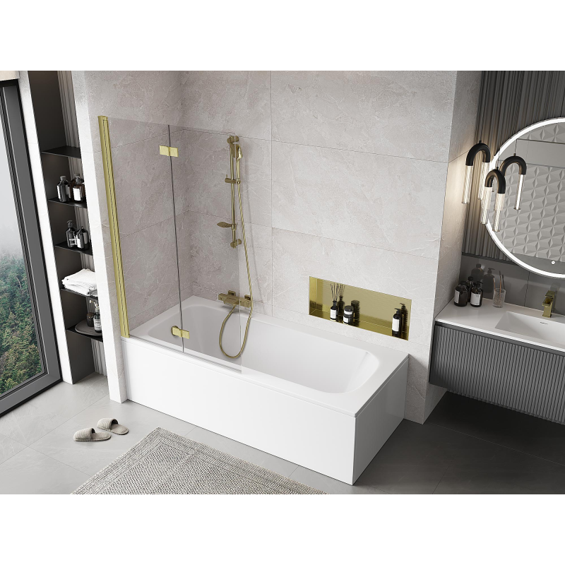 Mexen Mist 2-wing left shower screen 100 x 150 cm, transparent, brushed gold - 8A9-100-002-55-00-L