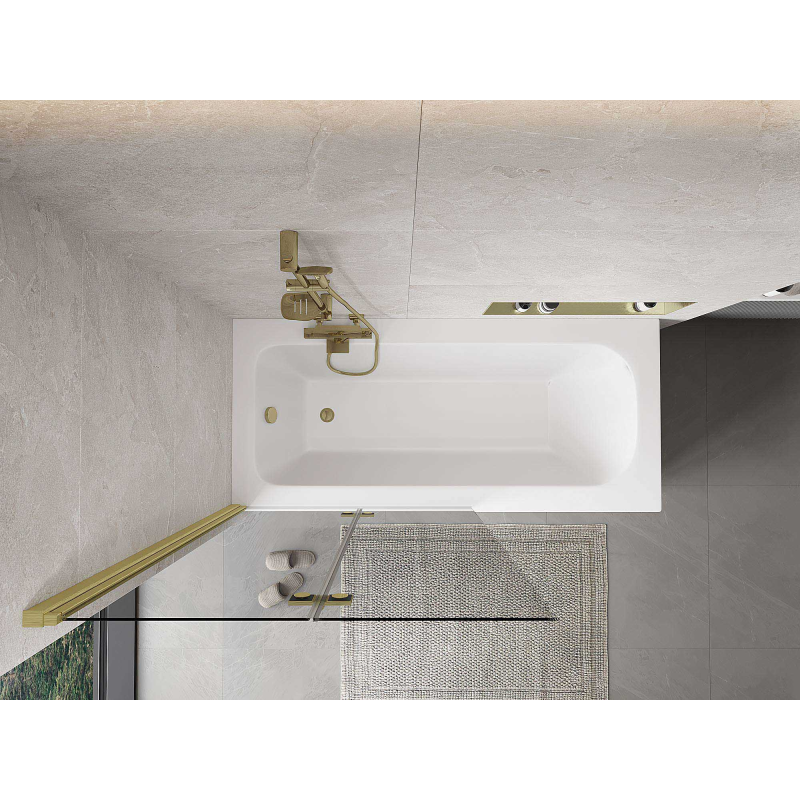 Mexen Mist 2-wing left shower screen 100 x 150 cm, transparent, brushed gold - 8A9-100-002-55-00-L