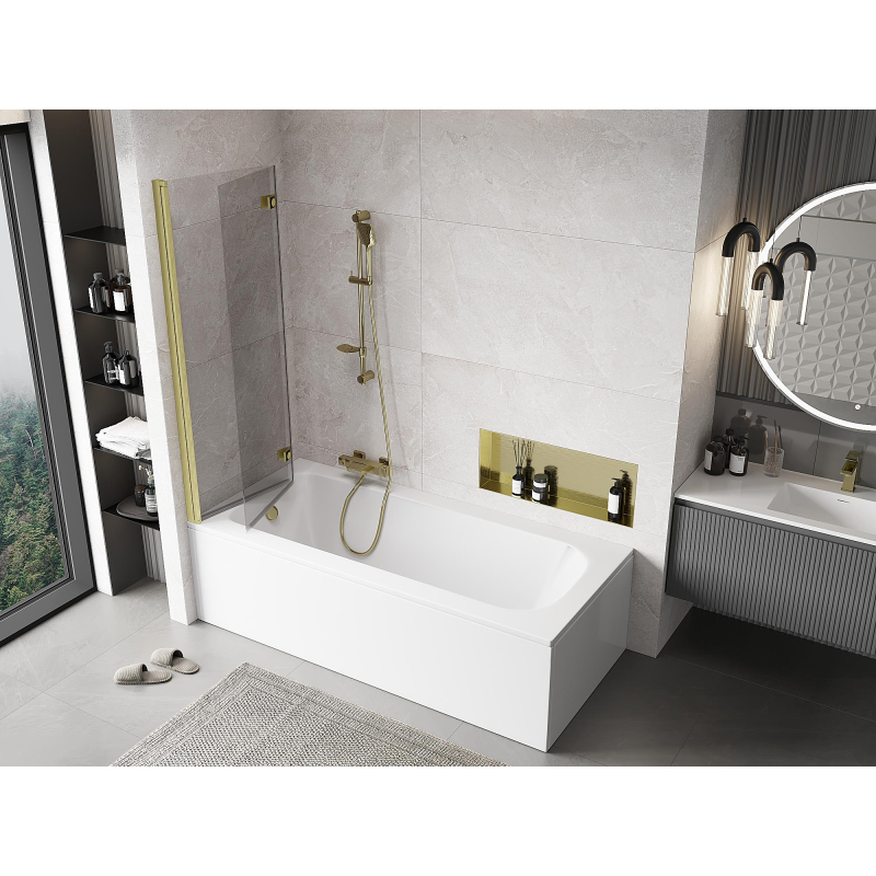 Mexen Mist 2-panel left shower screen 110 x 150 cm, transparent, brushed gold - 8A9-110-002-55-00-L