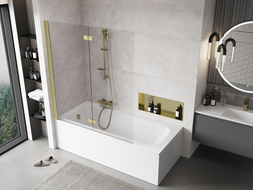 Mexen Mist 2-wing left shower screen 140 x 150 cm, transparent, brushed gold - 8A9-140-002-55-00-L