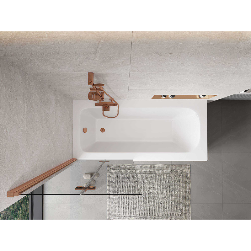 Mexen Mist 2-Panel Shower Screen Left 80 x 150 cm, Transparent, Brushed Copper - 8A9-080-002-65-00-L